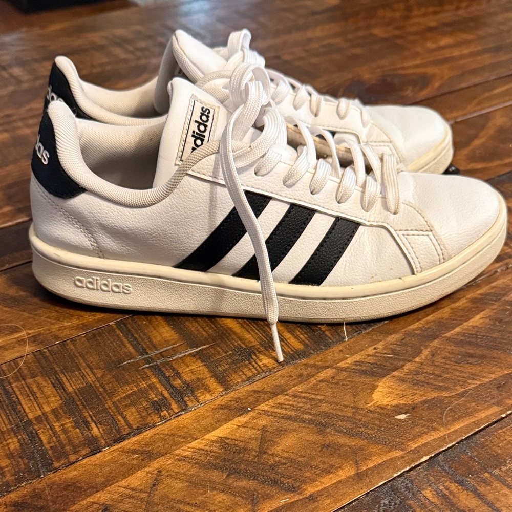 Adidas White and Black Striped Sneakers - Picture 2 of 4